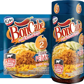 BonCabe Sambal Tabur Rasa Abon Sapi, level 2, botol dan sachet
