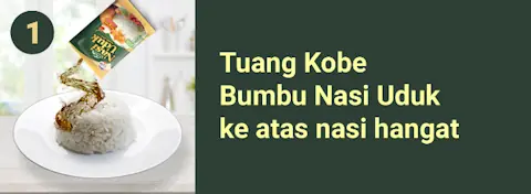 Kobe Nasi Uduk Step 1, tuang ke nasi hangat